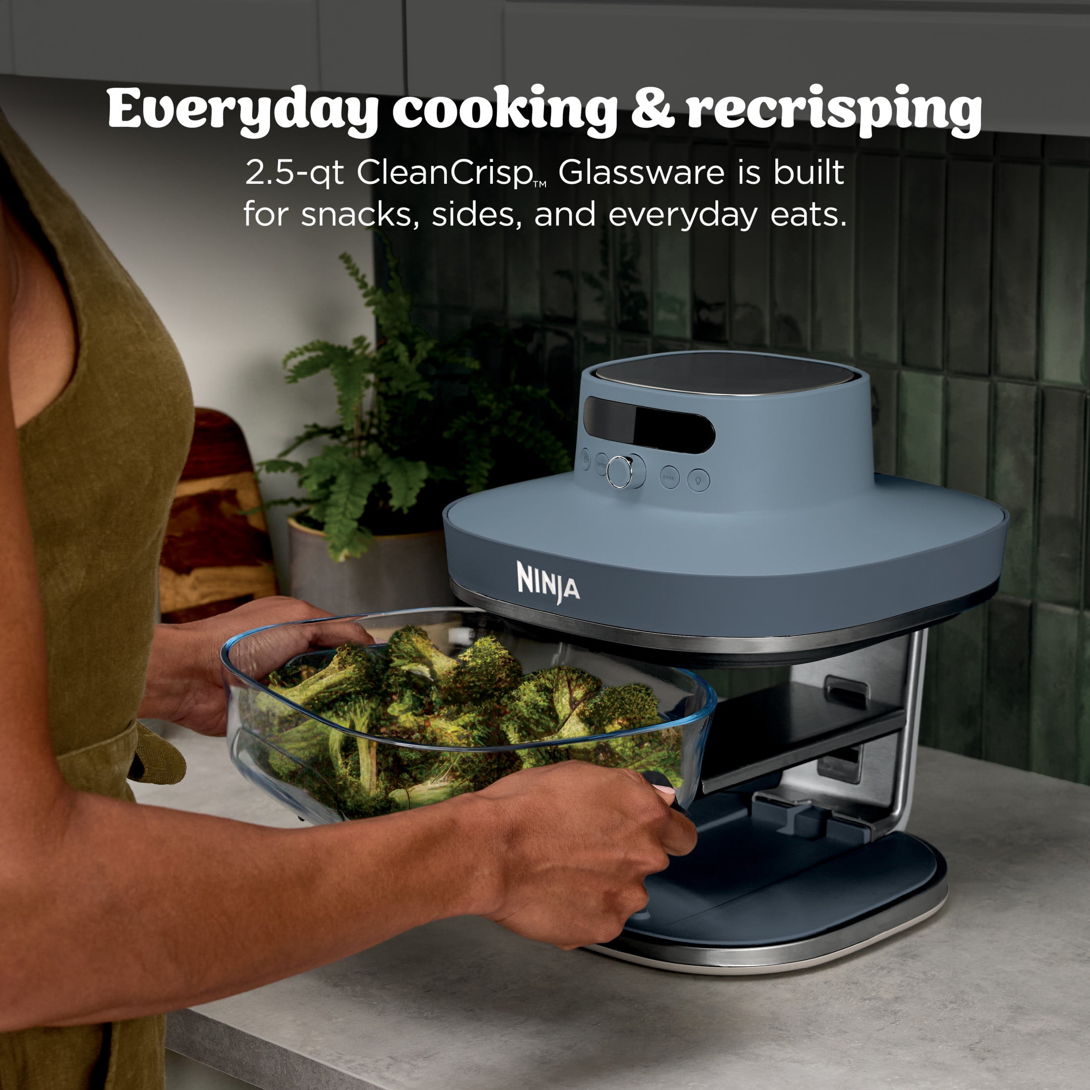 Ninja Crispi Pro Glass Air Fryer 6-Qt & 2.5-Qt, 6-in-1, Air Fry, Bake, Dehydrate, Dishwasher Safe, AS101CY