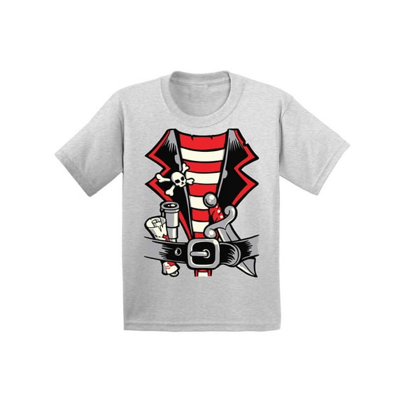 Tuxedo Style Youth Pirate Halloween TShirt - Party T-Shirt Funny Tee Shirt for Girls Kids Boys - 6 to 15 Years Old