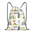 thumbnail image 1 of Saiise New York Pattern Sports Drawstring Backpack - String Swim Gym Bag with Wet Proof Pocket for Women&Men-Medium, 1 of 6