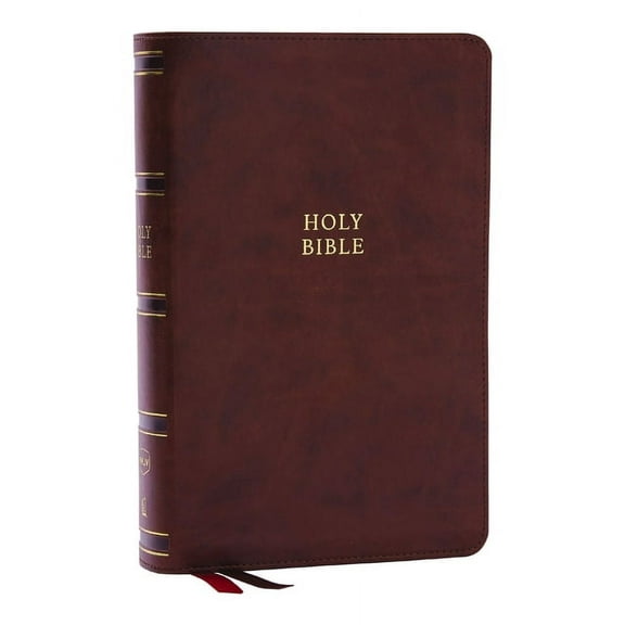 Nkjv, Single-Column Reference Bible, Verse-By-Verse, Brown Leathersoft, Red Letter, Comfort Print, (Hardcover)
