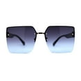 thumbnail image 3 of Womens Rimless Oversize Rectangle 90s Butterfly Sunglasses Gold Black Purple Blue, 3 of 4