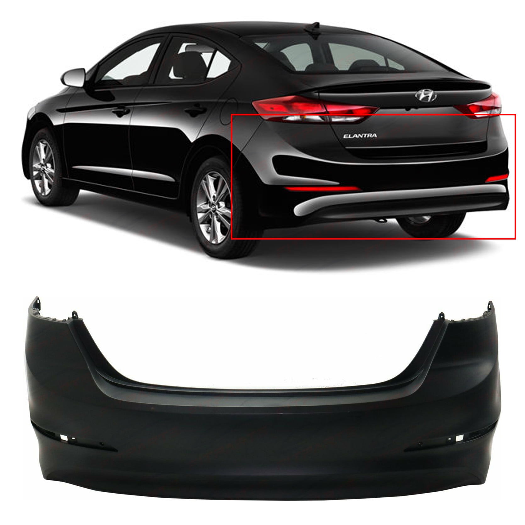 Exterior Accessories Rear Bumper Cover Compatible with Hyundai Elantra ...