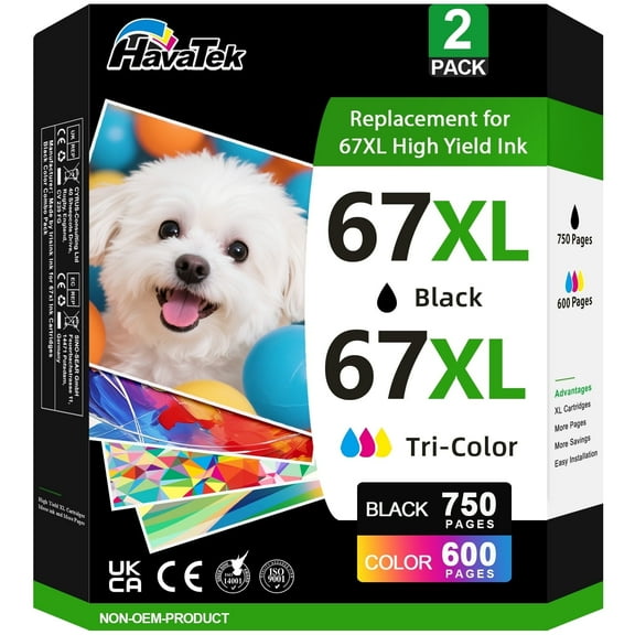 67XL Ink Cartridges Compatible for HP 67 Ink Cartridges for HP DeskJet 2700e 2700 2855e 2755e 2755 4155e 4255e for Envy 6000 6055e 6400 Printer