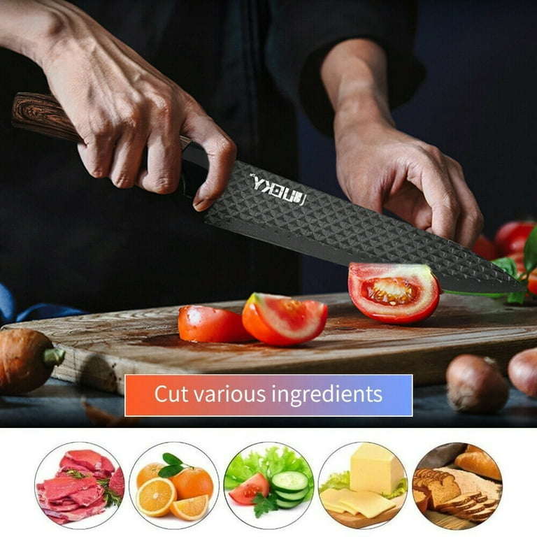 MOSTA 6 Pieces Ceramic Knife Set with Knife Block Holder ，Chef knife，Bread  knife, Slice knife, Utility knife,Paring knife