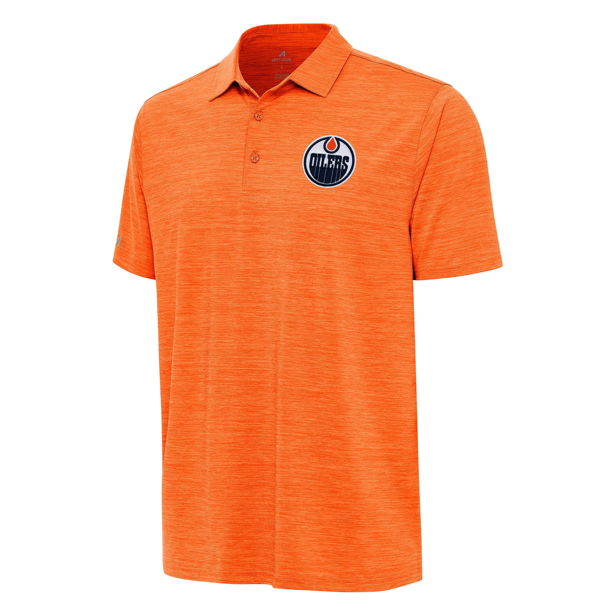 Men's Antigua Heather Orange Edmonton Oilers Layout Polo