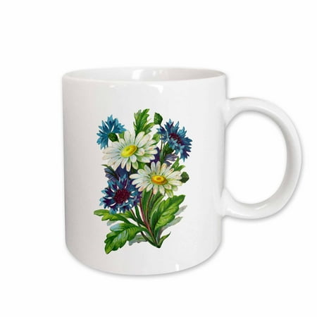 

3dRose Bouquet of White Daisies and Blue Bachelor Buttons Ceramic Mug 11-ounce
