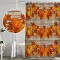 thumbnail image 5 of Fall Shower Curtain, Waterproof Shower Curtains for Bathroom, Thanksgiving Pumpkins Maple Leaf Vintage Washable Fabric Bathtub Curtain Set Bath Decor with 12 Hooks Extra Long 72"x96", 5 of 8
