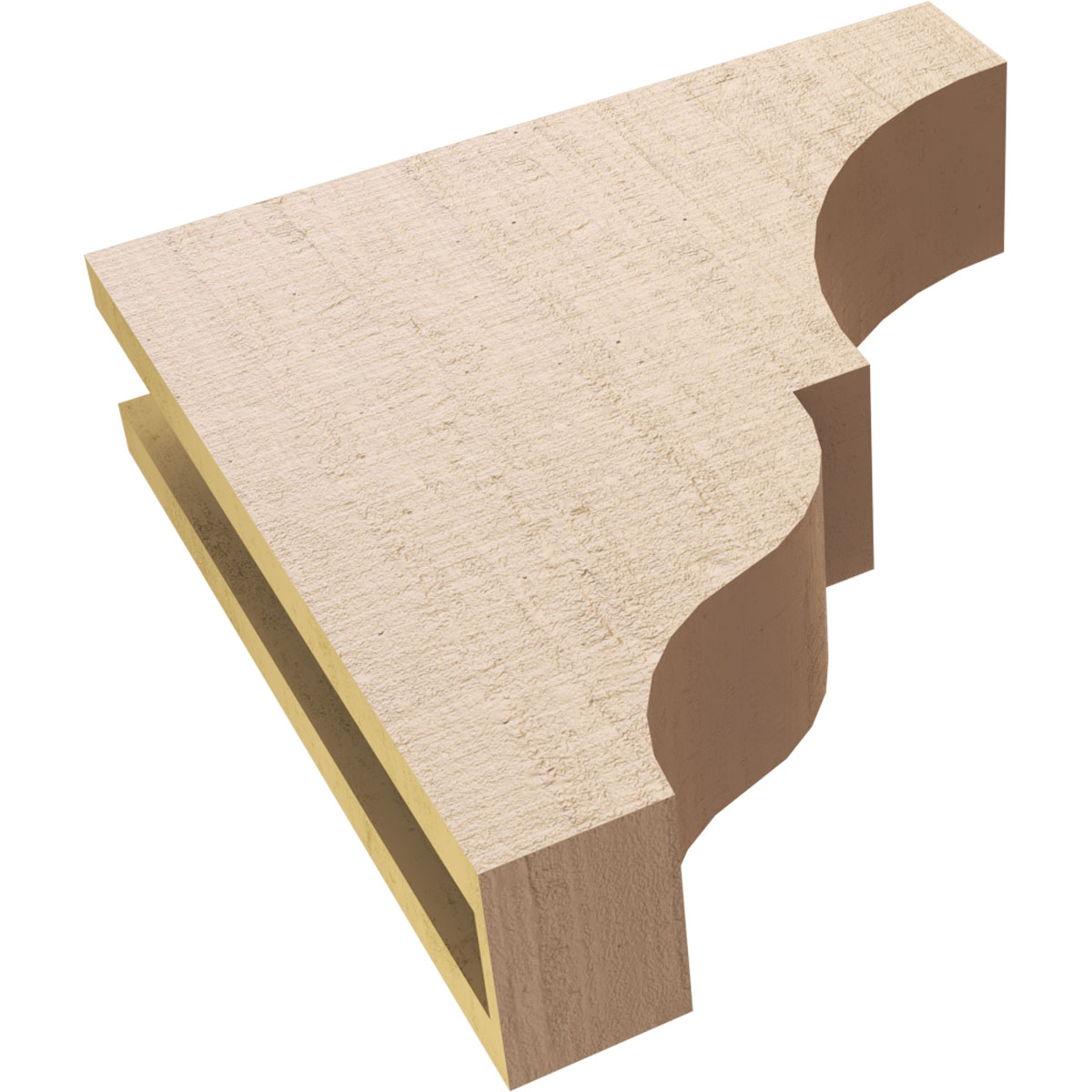 4"W x 16"D x 16"H Thin Asheboro Rough Cedar Woodgrain TimberThane Corbel, Primed Tan