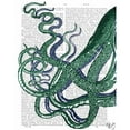 thumbnail image 3 of Fab Funky 12x14 Black Modern Framed Museum Art Print Titled - Octopus Tentacles Green and Blue, 3 of 5