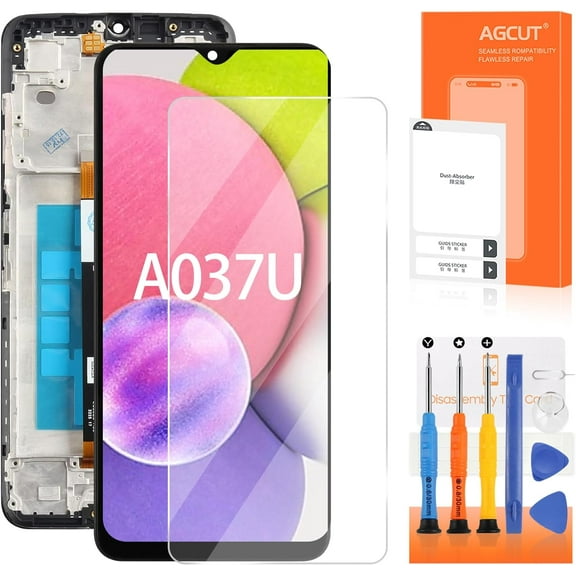for Samsung Galaxy A03s Screen Replacement with Frame Display Samsung A037U LCD SM-A037U Screen Galaxy A03s LCD Replacement for A03S Digitizer Touch Assembly Repair Part (US Version)