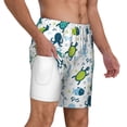 thumbnail image 3 of Picia Cartoon Sea Creatures pattern Mens Swim Trunks with Compression Liner Stretch Beach Shorts Quick Dry with Zipper Pockets No-Chafing Board Shorts-Large, 3 of 9
