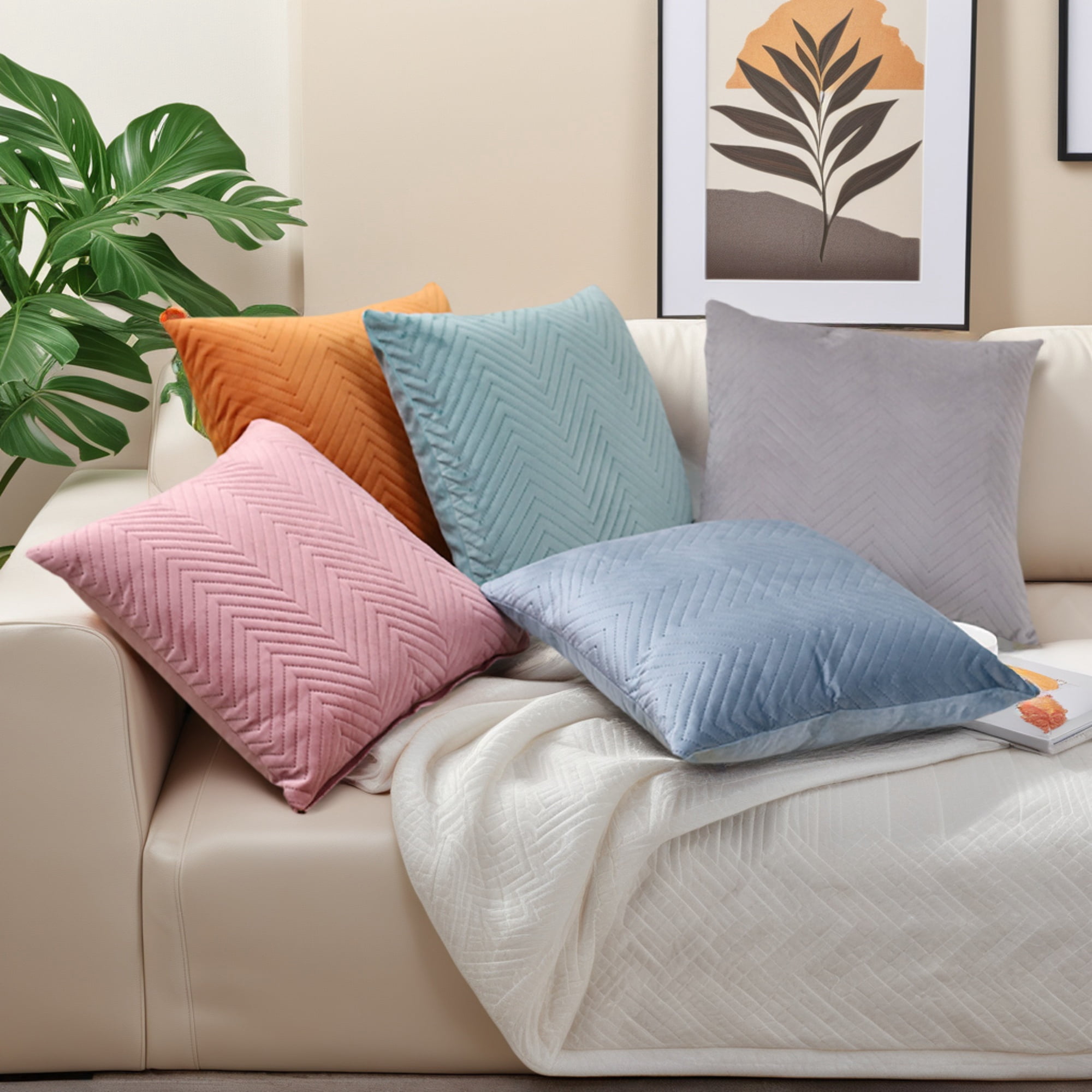 Unique Bargains Striped Throw Pillow Covers Pack of 2 Gray 18" x 18"