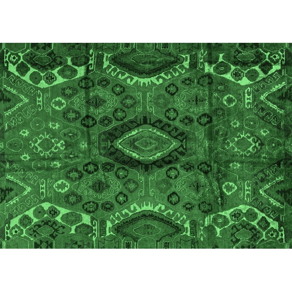 Ahgly Company Indoor Rectangle Southwestern Emerald Green Country Area Rugs, 2' x 4'
