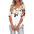 thumbnail image 3 of frariair Flowy 3/4 Sleeve Blouse Featuring Relaxed Fit And Floral Patterns Ideal For Professional Settings And Social Gatherings Pink, 3 of 6