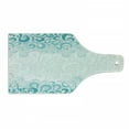 thumbnail image 1 of Turquoise Cutting Board, Abstract Floral Flowers Pattern Classic Design Illustration, Decorative Tempered Glass Cutting and Serving Board, Wine Bottle Shape, Teal Turquoise White, by Ambesonne, 1 of 1