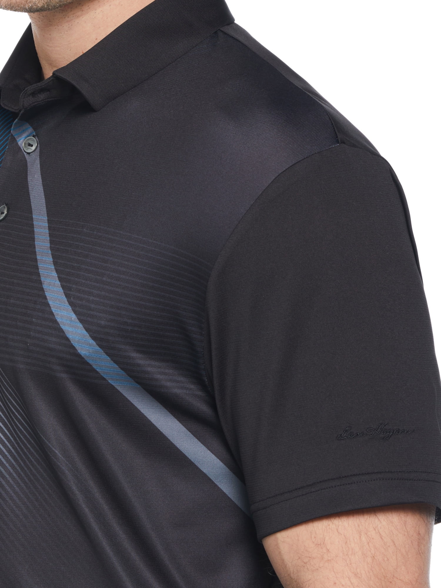 Ben Hogan Performance Men’s and Big Men’s Eco Asymmetric Geo Print Short Sleeve Golf Polo Shirt, up to Size 5XL