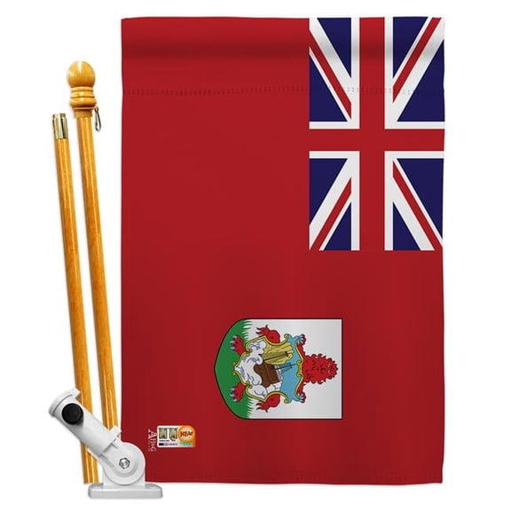 Americana Home & Garden AA-CY-HS-140030-IP-BO-D-US18-AG 28 x 40 in. Bermuda Flags of the World Nationality Impressions Decorative Vertical Double Sided House Flag Set & Pole Bracket Hardware Flag Set