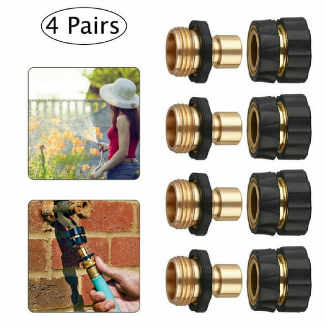 Garden Hose Quick Connect Set 3/4Inch NoLeaking Water Hoses Quick Connect Release, 4 Male