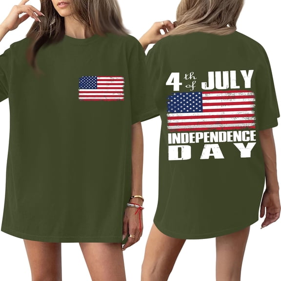 4th of July Shirt Sleeve Tops for Women, 250th Anniversary USA T-shirt, Working & Daily Independence Day Printed Pullover
