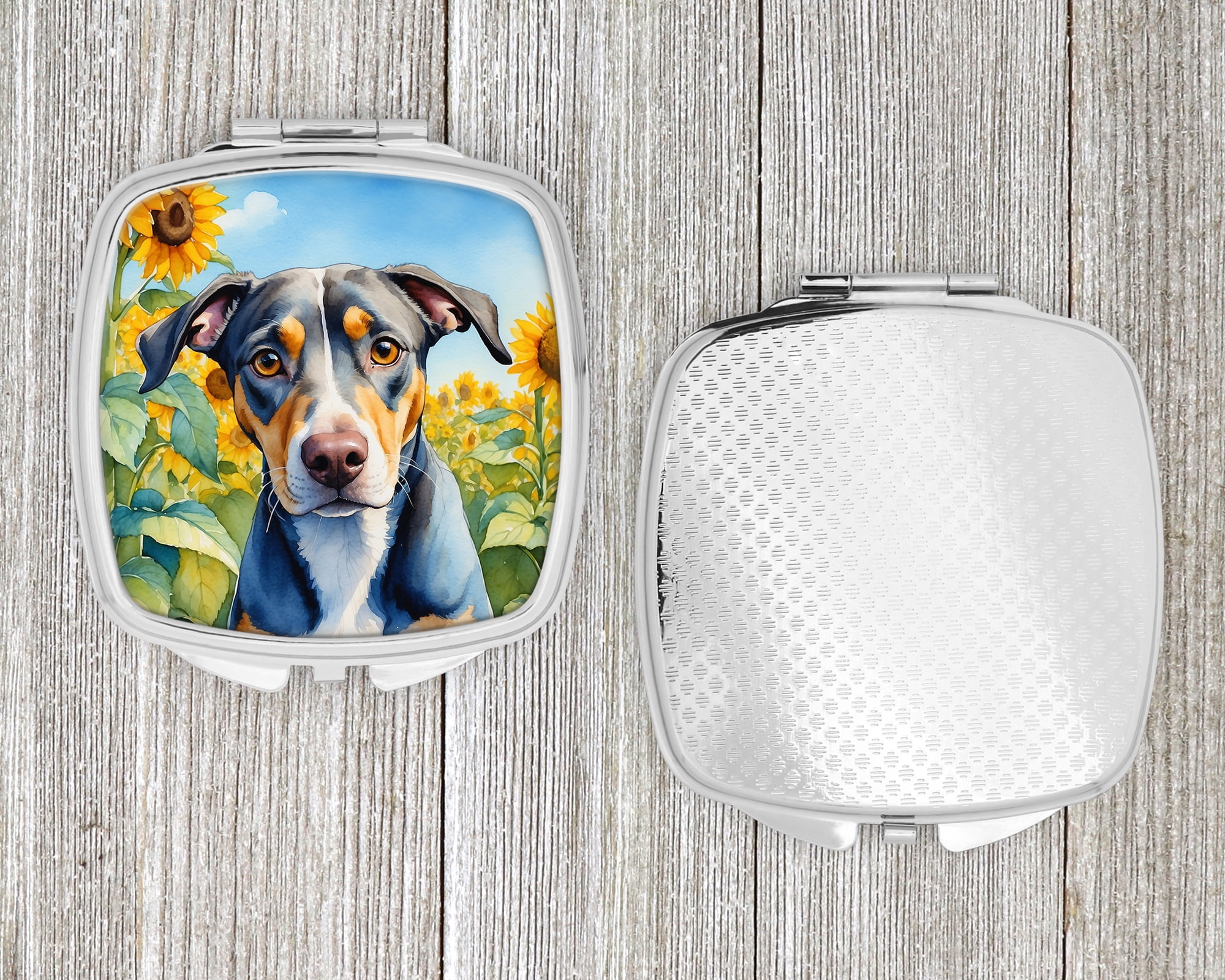 Catahoula in Sunflowers Compact Mirror 2.75 in x 3 in