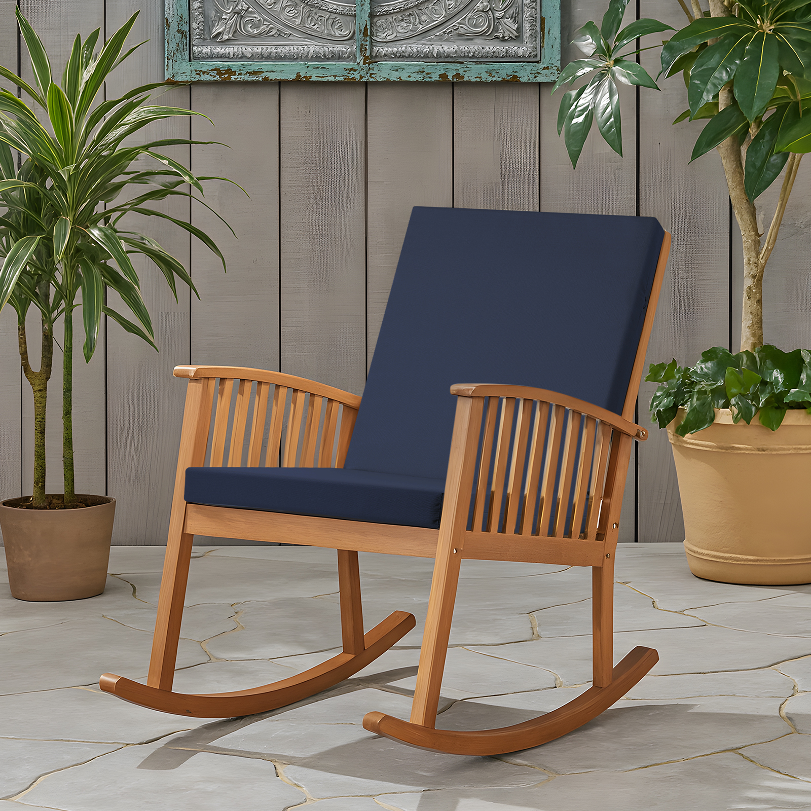 Outdoor Chair Cushions, Thick Patio Seat Cushions Outdoor Chair Pads, 42"L x 18"W Rectangle Waterproof Outdoor Chair Cushion Garden Sofa Couch Chair Pads, Premium Comfortable, Dark Blue