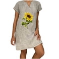 thumbnail image 1 of Yuyuzo Robes d'Été Décontractées pour Femmes 2025 Manches Courtes Col en V Robe en Lin Ample Tunique Confortable T-Shirts Robe Droite, 1 of 5