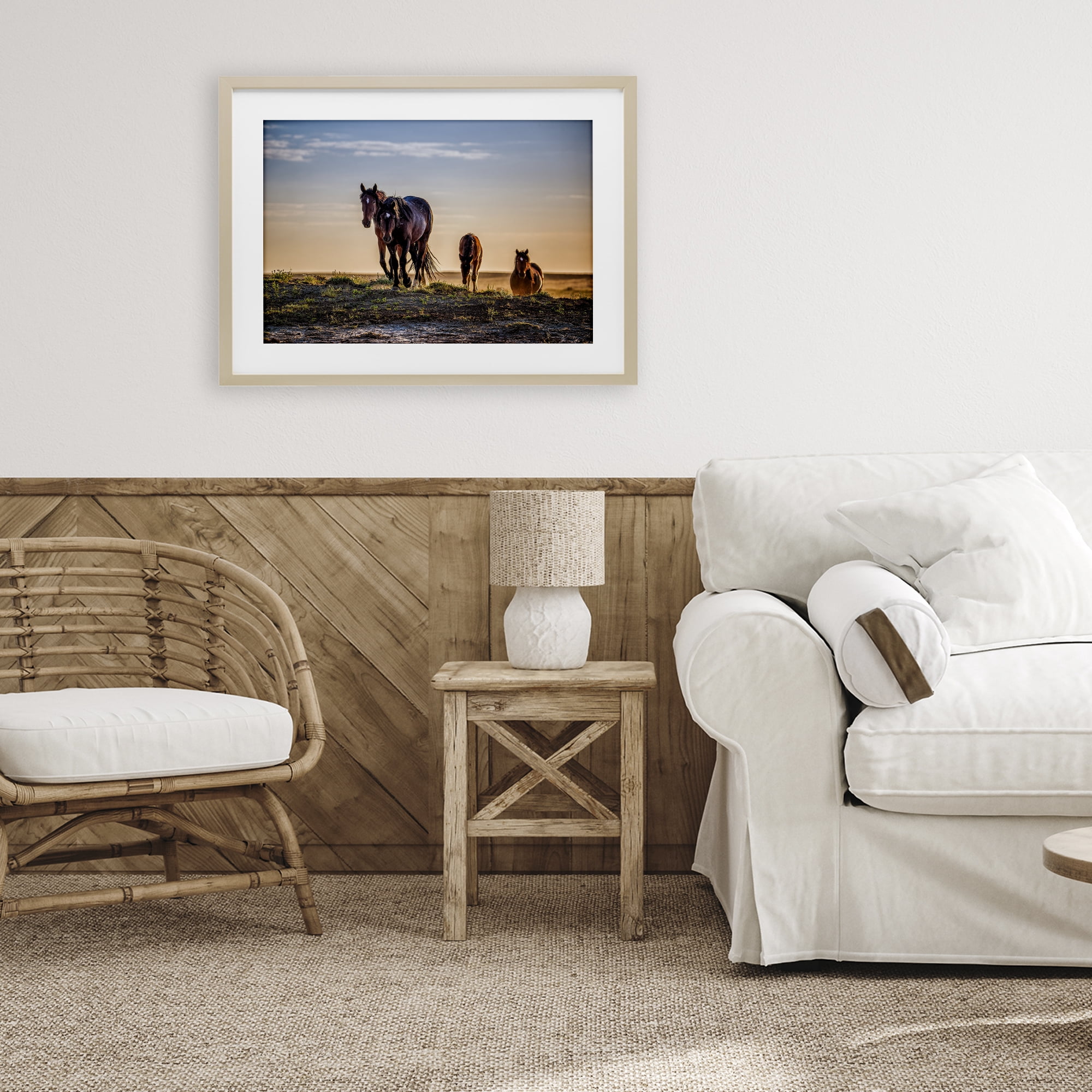 Stupell Industries Horses Coming Home Birch Framed Print Under Glass, design by Tim West