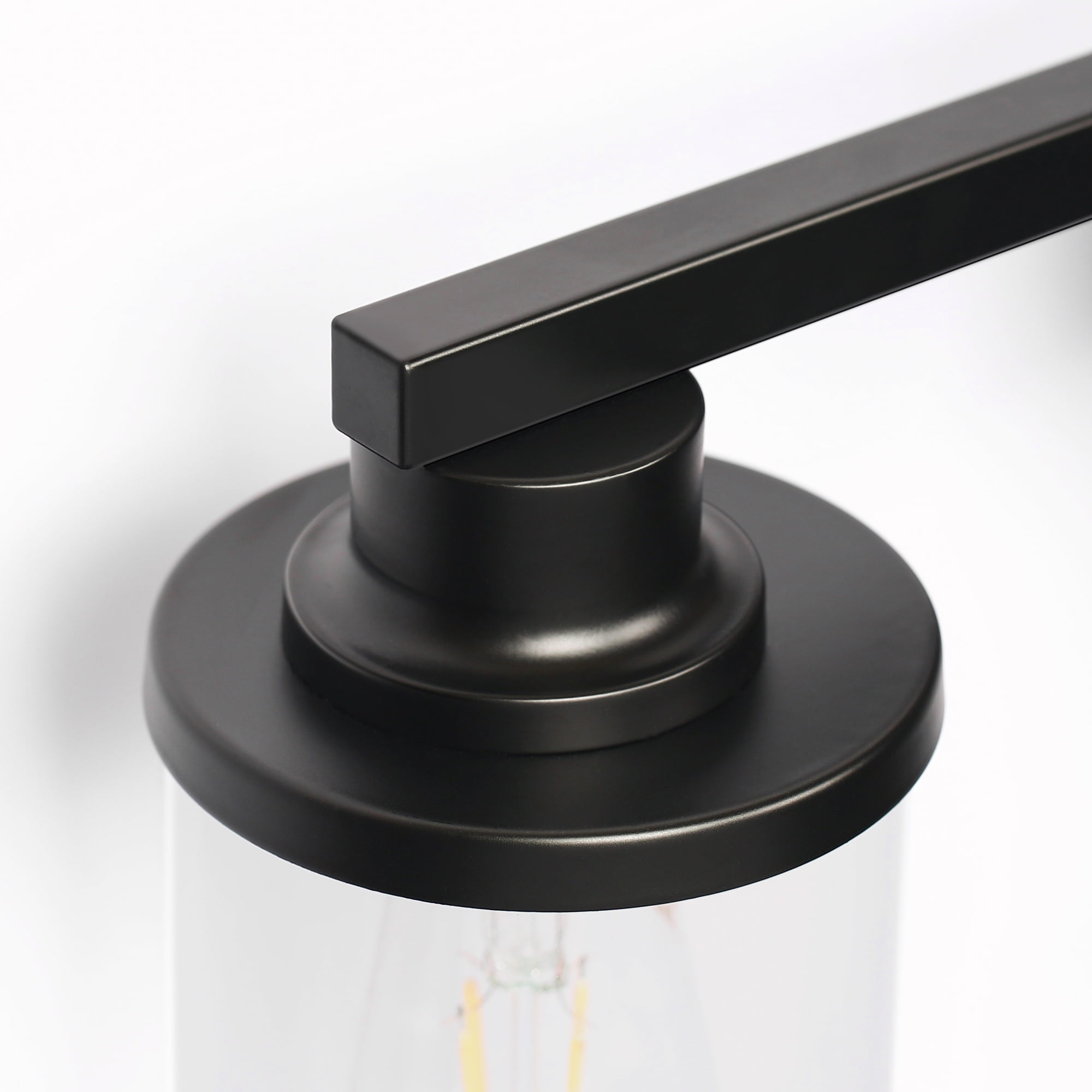 YANSUN 27.2 in 4-Light Black Bathroom Vanity Light Fixtures Over Mirror with Clear Glass Shades for Bathroom, Powder Room, Bedroom