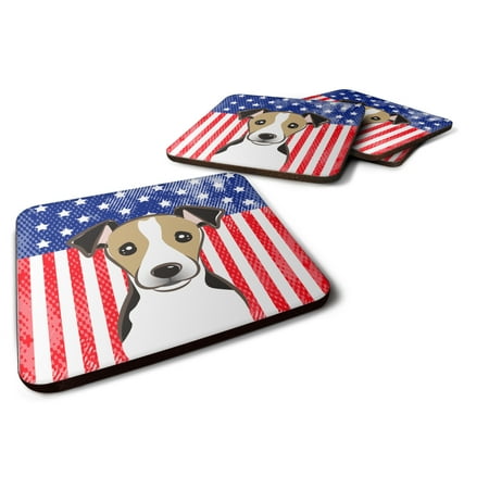 

Carolines Treasures BB2191FC American Flag and Jack Russell Terrier Foam Coaster Set of 4 3 1/2 x 3 1/2 multicolor