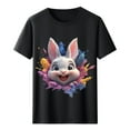 thumbnail image 4 of Tops de Cuello Alto para las Mujeres Amante Impreso Camiseta Cuello Redondo Manga Corta, Poliéster Spandex, 4 of 7
