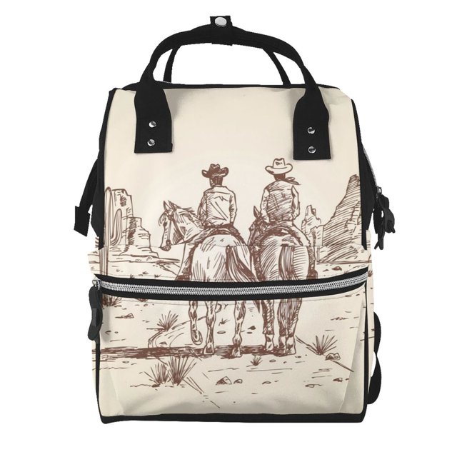 Easygdp Cowboys Riding Horses para Bolsa de Bebé de Gran Capacidad con Múltiples Bolsillos, Bolsa de Pañales para Padres, Bolsa de Viaje Organizada y Elegante