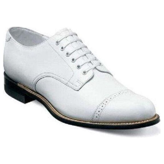 Stacy Adams Men Dress Classic Cap Toe Lace Shoes White Madison Biscuit 00012-07