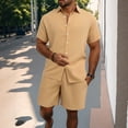thumbnail image 2 of NAFUU Men's Hawaiian Matching Set Mens Summer Leisure Sports Comfortable Breathable Sweat Absorbing Short Sleeved Shorts Two Piece Set Commuting Work Outfits, 2 of 5