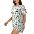 thumbnail image 2 of Fuzoiu Eiffel Tower Print Women's Short-Sleeved Pajama Set,Lounge Sleepwear Set,Womens Pajama Sets 2 Piece,Button-Up Top and Shorts with Pockets-Medium, 2 of 7