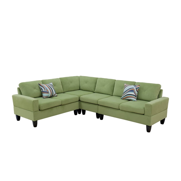 Free Shipping! Dovelina L-Shaped Sectional Sofa Green Flannel