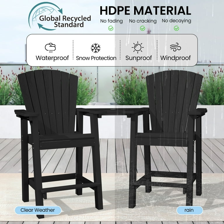 JUSTLET Tall Plastic Adirondack Bar High Chair Set of with