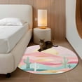 thumbnail image 2 of Round Rugs 3Ft, South West Boho Round Area Rug Washable Indoor Throw Carpet, Abstract Pink Gold Mountains Cactus Small Non Slip Circle Rug for Bedroom Living Room Home Decor Aesthetic, 2 of 8