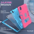 thumbnail image 3 of Dteck Case for iPad Air 11 Inch M3 2025 / M2 2024 Release with Kickstand/Military Grade Heavy Duty Hard Shockproof Soft Silicone Rugged Hybrid Three Layer Protective Stand Cover, Rose+Blue, 3 of 7