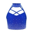 thumbnail image 3 of vastwit Kids Girls Athletic Crop Top Sleeveless Rhinestones Crisscross Straps Front Cutout Back Sports Bra Royal Blue 10, 3 of 7