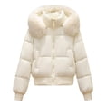 thumbnail image 4 of Unir Womens Winter Coats, Quilted Jackets For Women, Cropped Puffer Jacket With Faux Fur Hood, Zip Up Short Winter Outerwear, S‑XL, 4 of 4