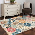 thumbnail image 4 of Boho Morocco Large Area Rugs for Bedroom Living Room, Soft Non Slip Carpet Bedside Rug, Retro Farmhouse Ethnic Neutral Aesthetic Rectangle Floor Cover Kitchen Accent Rug 2.7'x5' for Office, 4 of 9