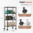thumbnail image 5 of EDX 4 Tier Heavy Duty Adjustable Wire Shelving with Wheels, Storage Racks for Garage Kitchen Pantry Laundry Office, Easy Assembly, 23"W x 13"D x 48"H, Black, 5 of 11