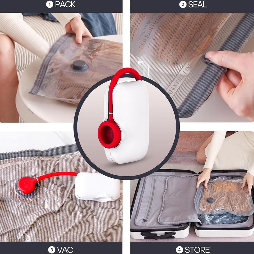 9 Pcs Travel Vacuum Storage Bags with Electric Pump, Carry-on Size Vacuum Seal Bags for Luggage and Suitcase Compression, Space Saver for Clothes and Clothing Travel