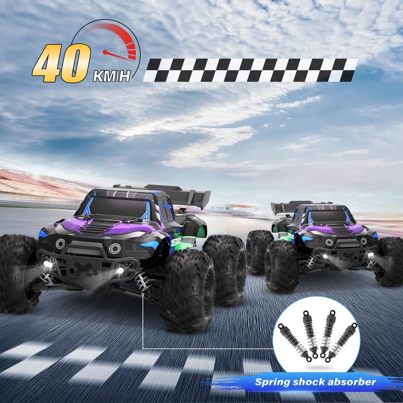 Yexmas 1:16 Scale Fast Large RC Car,40+KM/H All Terrain High Speed Remote Control Car, 4x4 RC Monster Truck with 60 Min Runtime,2 Batteries,Gifts Toys for Kids & Adults,Purple