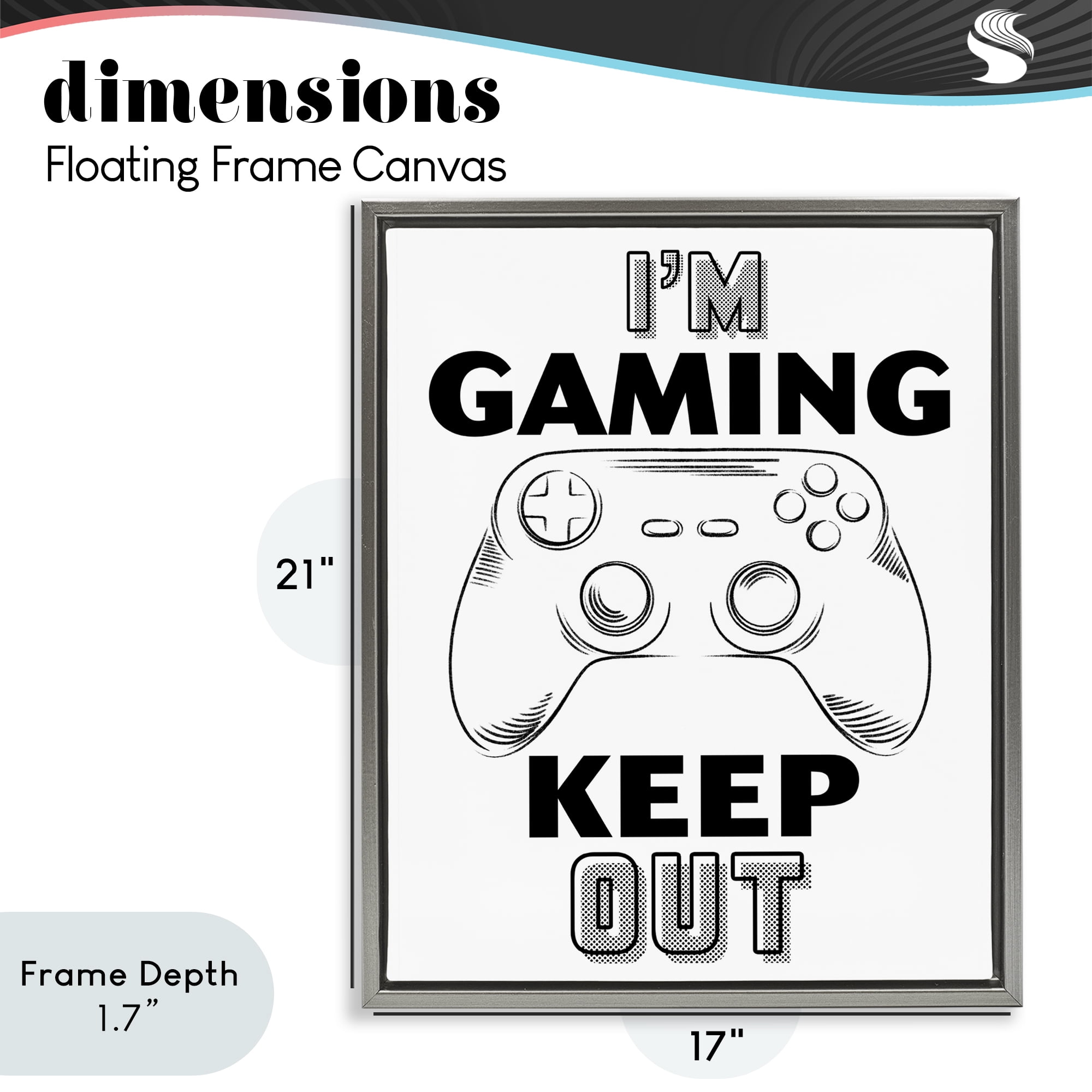 Stupell Industries Gaming Keep Out Gray Framed Floater Canvas Wall Art, design by Marcus Prime