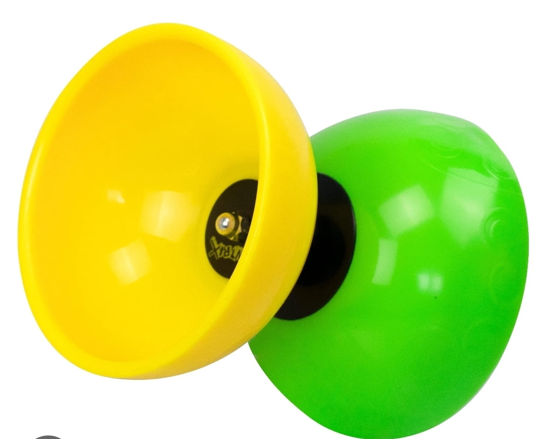 DIABOLO by Funtrix, Spin Like a Pro, Beginner to Expert Levels, Strong Fiberglass Sticks, Comfortable Foam Handles, Durable Braded Cord, Funtrix App Included, 30 Tricks, Green & Yellow, Ages 6+