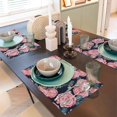 thumbnail image 6 of Placemats Set Of 4 / 6, Rose Pink Flowers Placemats For Dining Table Indoor/Outdoors Heat Resistant Washable Placemats 18" X 12", 6 of 8