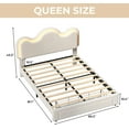 thumbnail image 3 of Queen Size Princess Bed Frame with LED Headboard & Storage Drawers, Adjustable Boucle Platform Bed for Girls, No Box Spring Needed, Beige, 3 of 8