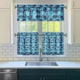 thumbnail image 3 of Kitchen Curtains 24 Inch Short - 3 Panel Set, Shark Whale Dolphin Ocean Theme, Rod Pocket Window Curtain, 100% Polyester for Nautical Farmhouse Kitchen, Easy Wash, 3 of 6