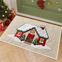 Christmas Stereoscopic Embroidery Door Mat | Absorbent Nonslip Kitchen & Bathroom Rug | 16x24 Inch Holiday Floor Mat for Entryway & Sink Area